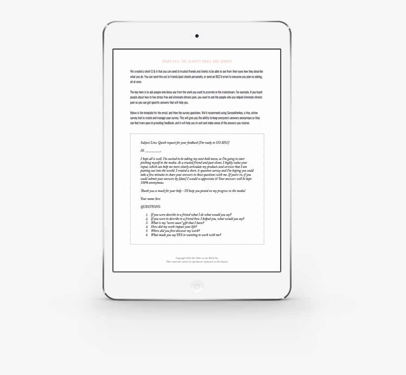 Swipe Files Ipad Mockup - E-book Readers, transparent png download