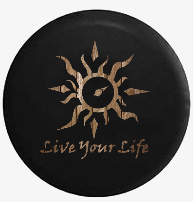 Live Your Life Tribal Sun Compass Distressed Wood - Jeep Wrangler, transparent png download