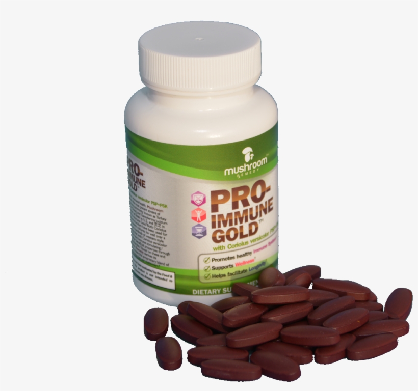 Pro-immune Gold Pills And Bottle - Gold, transparent png download