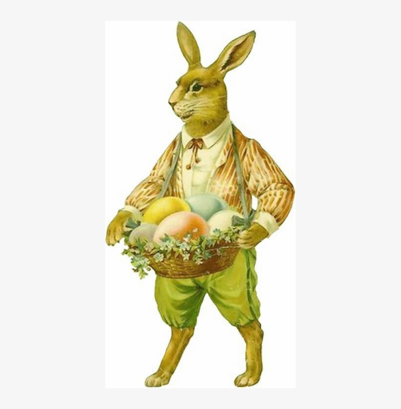 Celebrate Traditions ~ Easter Bunny And Eggs - Antique Easter Bunny Greeting Card, transparent png download