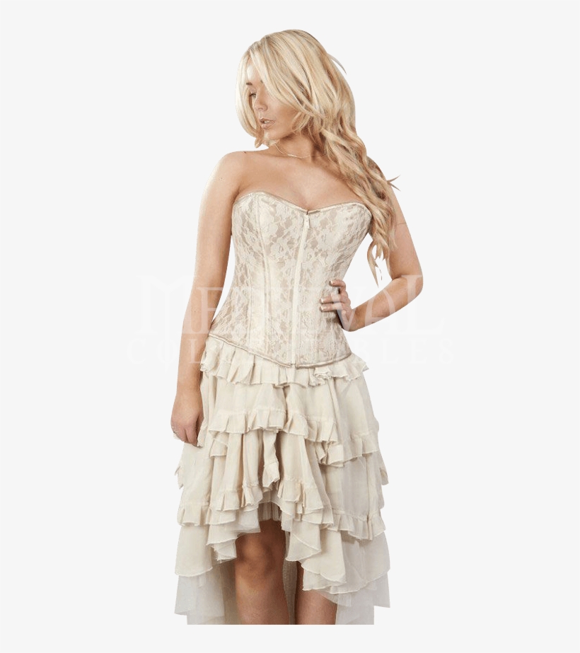 Glamour Gold Satin And Lace Overbust Corset - Satin, transparent png download