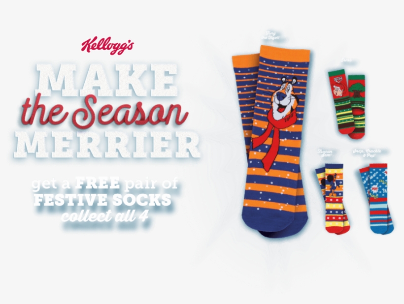 Make The Season Merrier Get A Free Pair Of Festive - Kellogg's Festive Socks, transparent png download