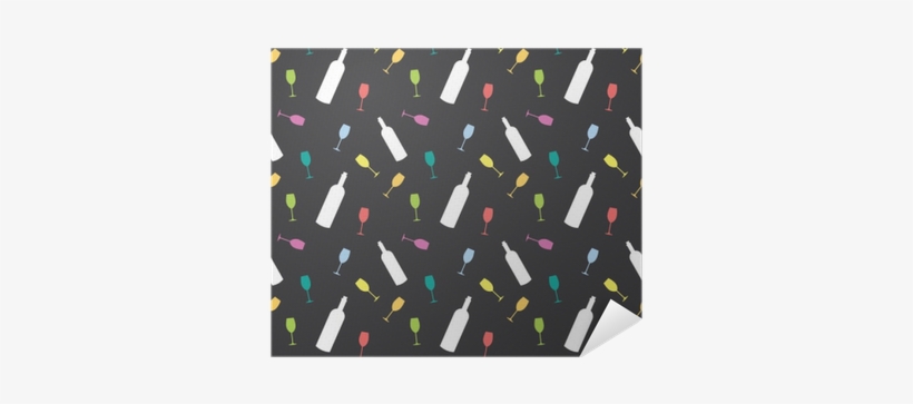 Wine Bottle And Drink Glass Colored Seamless Silhouette - Polka Dot, transparent png download