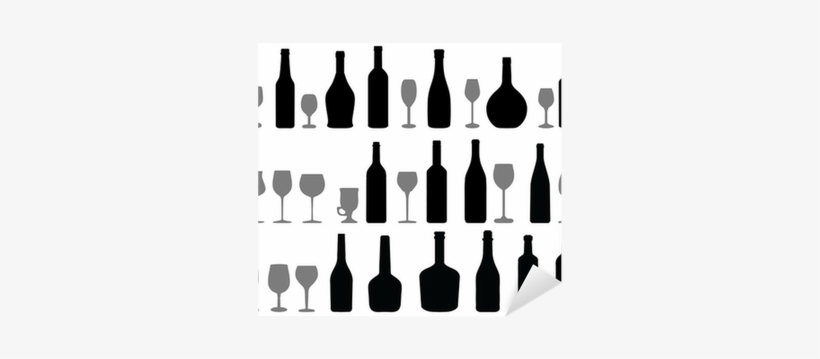 Silhouettes Of Glasses And Bottles Of Wine, Vector - Sagoma Bottiglie Bar, transparent png download