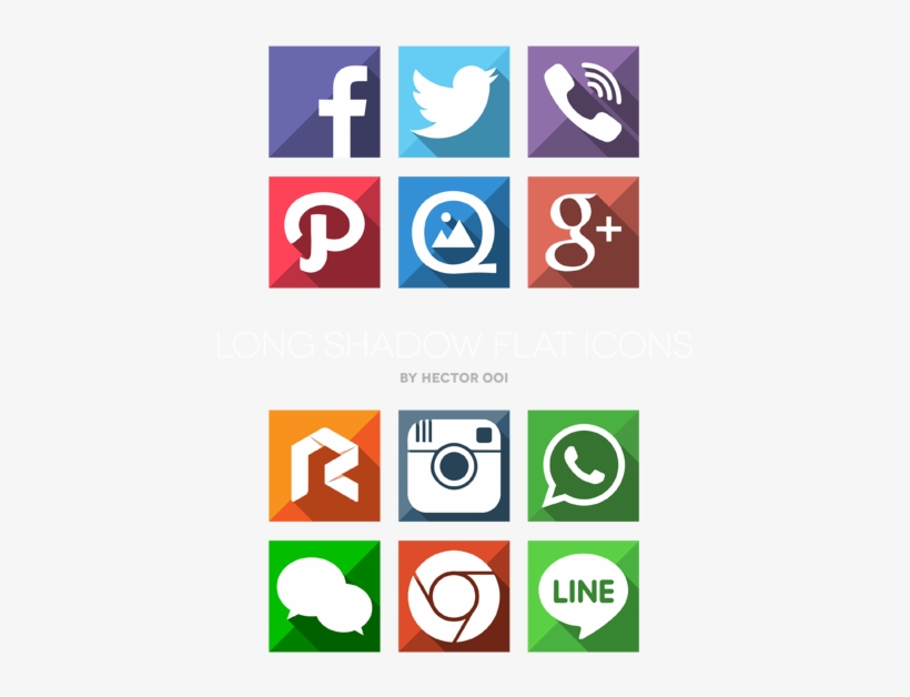 Long Shadow Flat Icons By Hector Ooi, Via Behance - Line, transparent png download