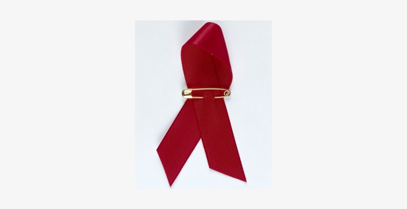 A Red Ribbon Secured With A Small Brass Safety Pin - Formal Wear, transparent png download