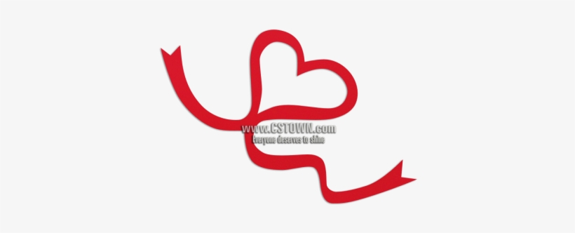 Red Heart Ribbon Iron On Pvc Transfer Decal - Red Ribbon, transparent png download