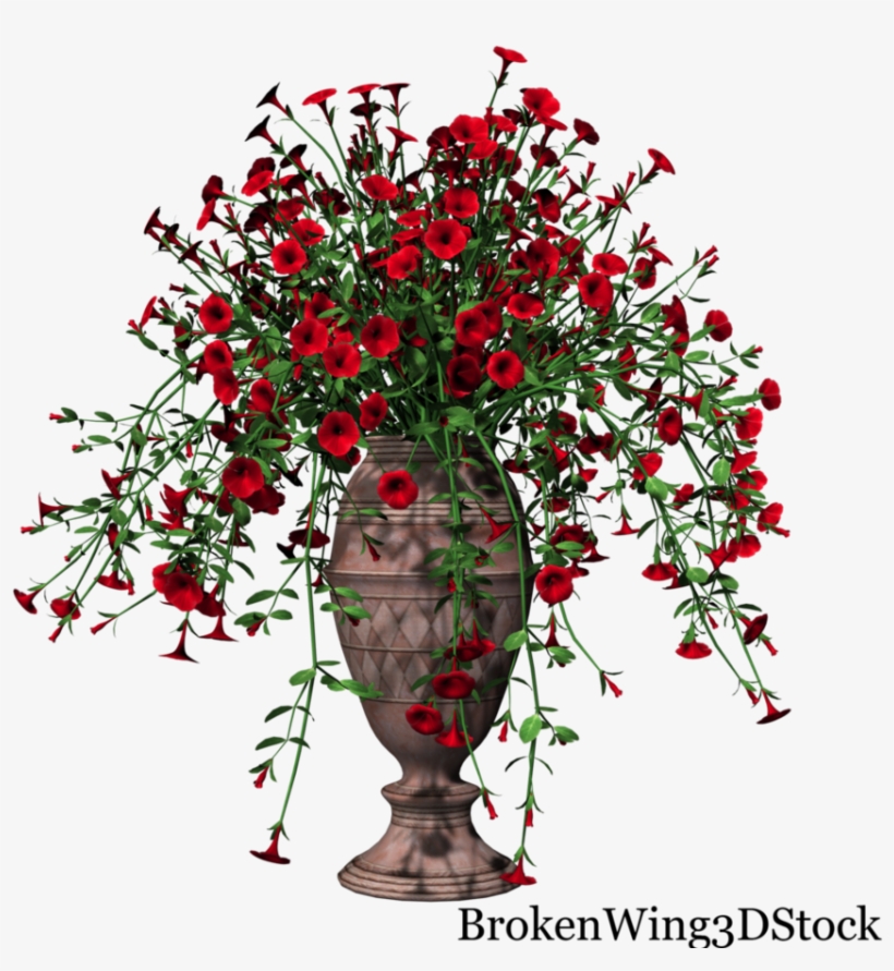 Potted Petunia-red01 By Brokenwing3dstock - Red Flower Pot Png, transparent png download