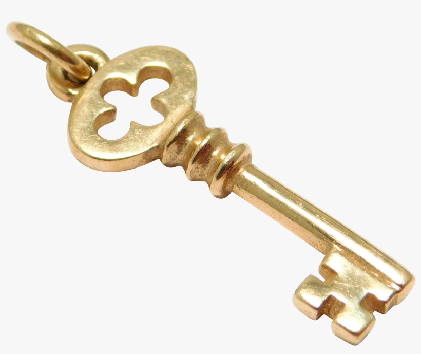 14k Yellow Gold Key Charm Just Andersen Estate Vintage - Body Jewelry, transparent png download