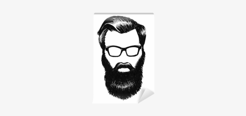 Hipster In Glasses With A Black Beard Wall Mural • - Beard, transparent png download