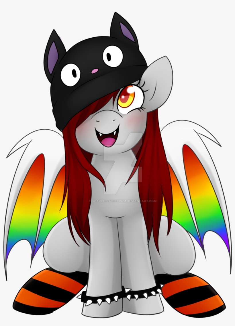 Scarlet-spectrum, Bat Pony, Blushing, Bracelet, Clothes, - Mlp Oc With A Hat, transparent png download