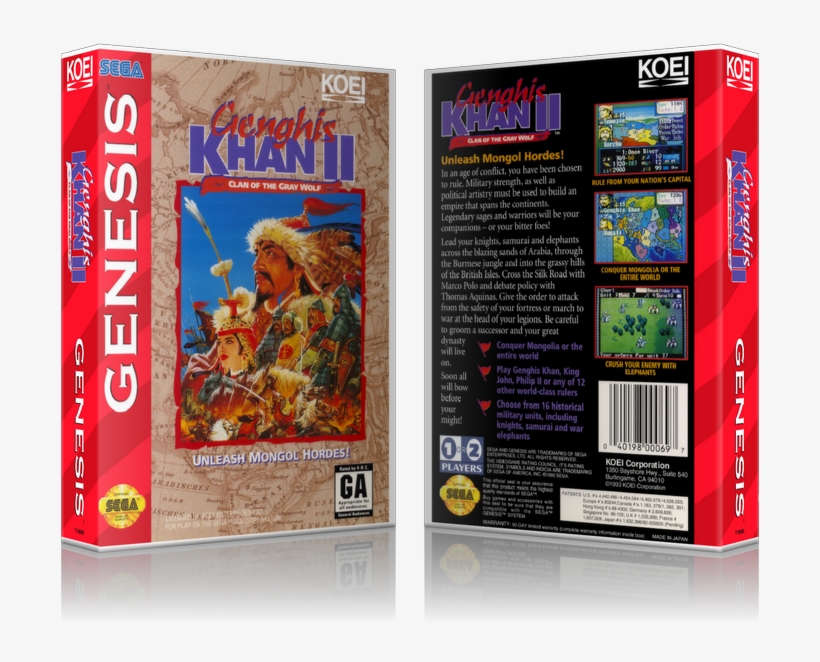 Genesis Genghis Khan Ii Sega Megadrive Replacement - Super Aoki Ookami To Shiroki Mejika: Genchou Hishi, transparent png download