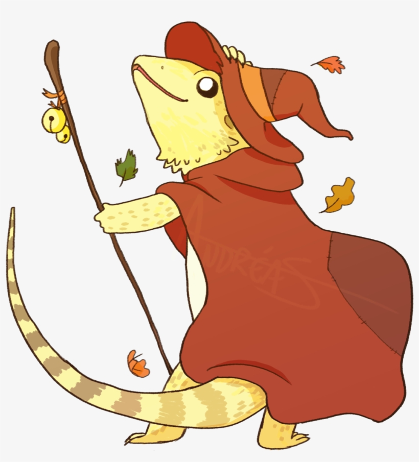 “ A Sticker Commission For The Lizard Wizard Series - Cartoon Bearded Dragon Lizard, transparent png download