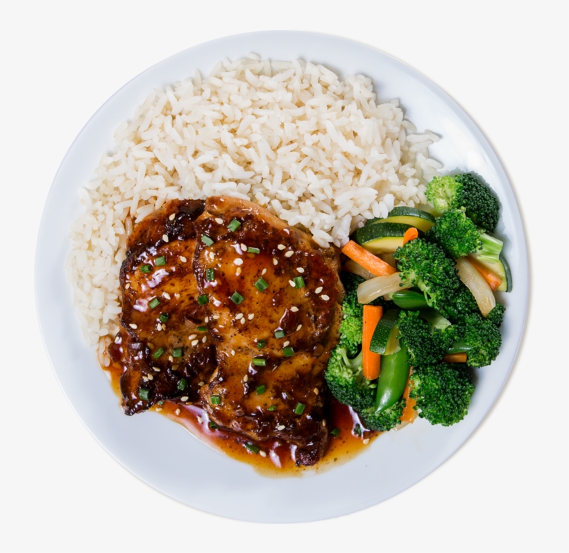Korean-style Bbq Chicken - Steamed Rice, transparent png download