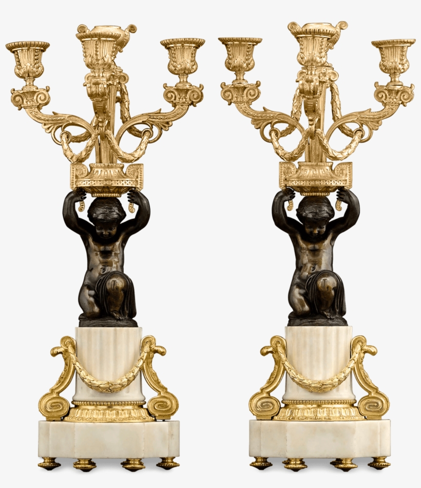 Louis Xvi Marble, Ormolu And Patinated Bronze Candelabra - Ormolu, transparent png download