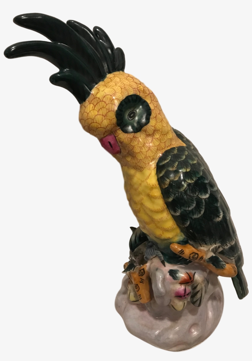 Vintage Chinoiserie Majolica Ceramic Bird Parrot Cockatoo - Ceramic, transparent png download