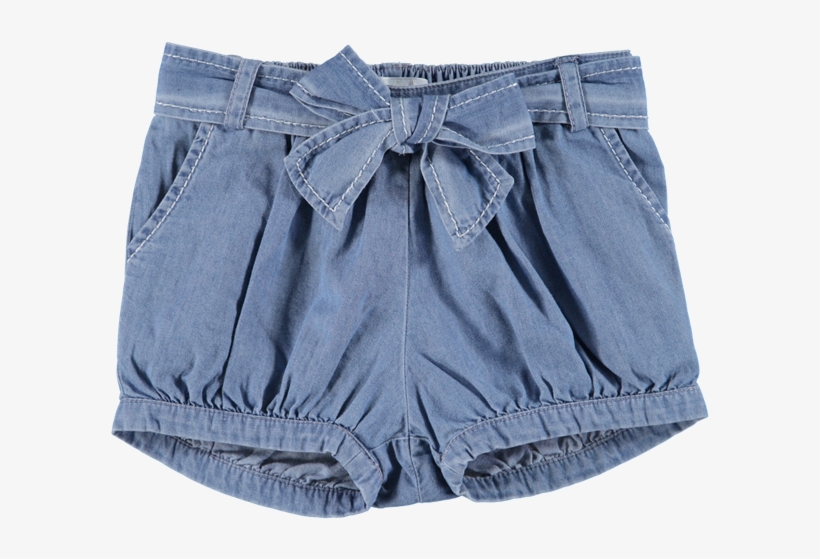 Babies Bow Tie Belt Denim Shorts Blue - Pocket, transparent png download