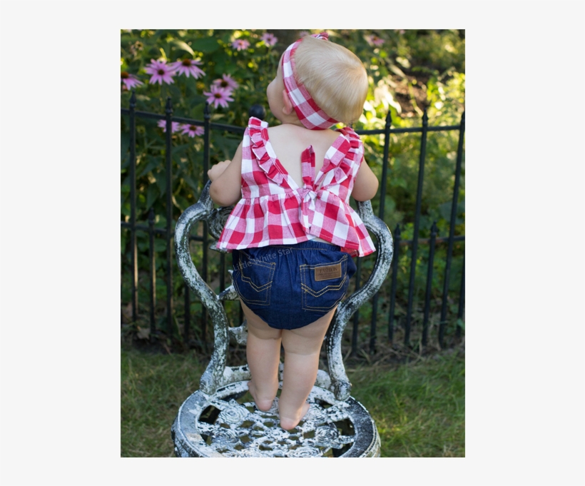 Plaid Top Denim Shorts 3pcs Set - Shorts, transparent png download