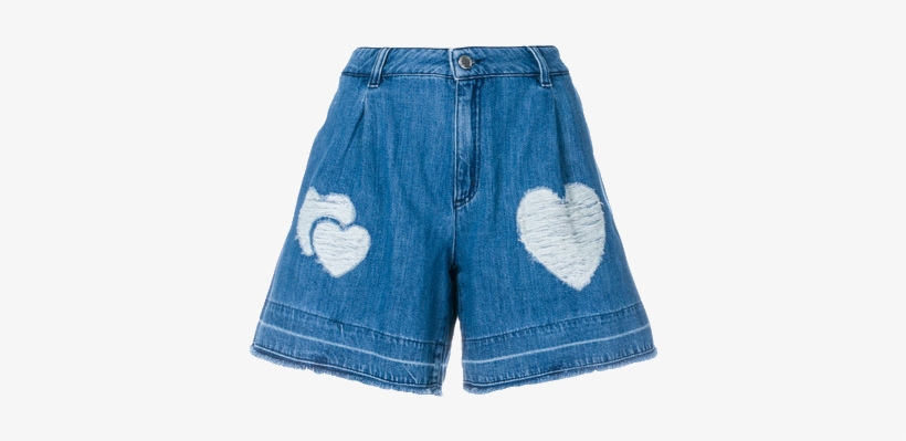 Heart Patch Denim Shorts - Shorts, transparent png download