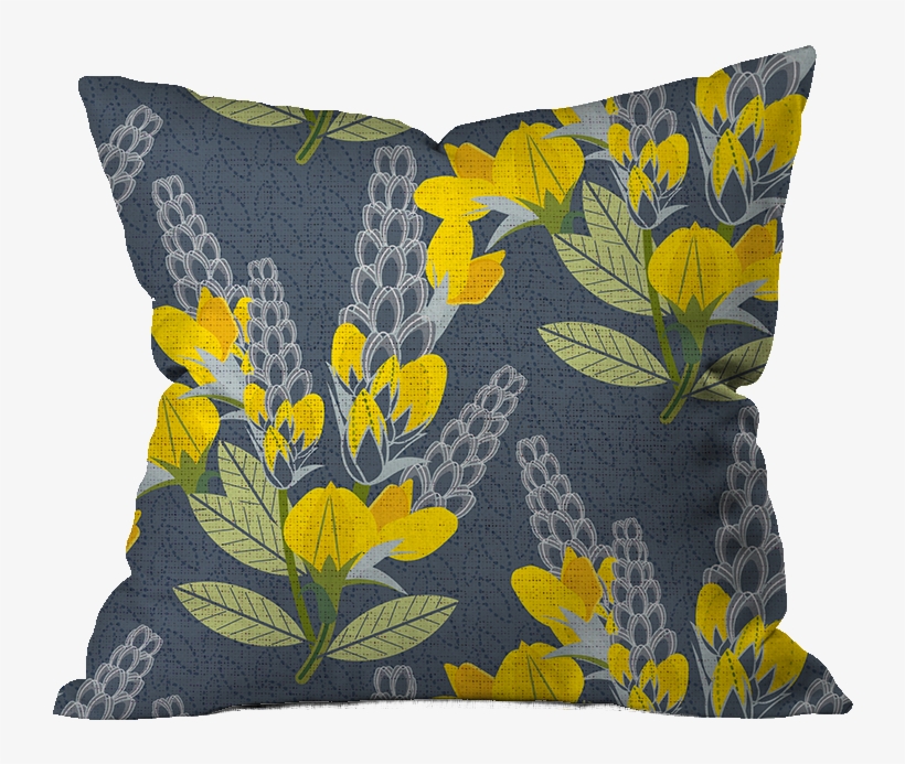 Golden Banner Floral Outdoor Pillow - Throw Pillow, transparent png download