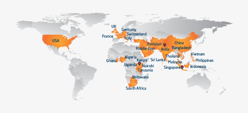 Singapore - Grey Map Of World, transparent png download