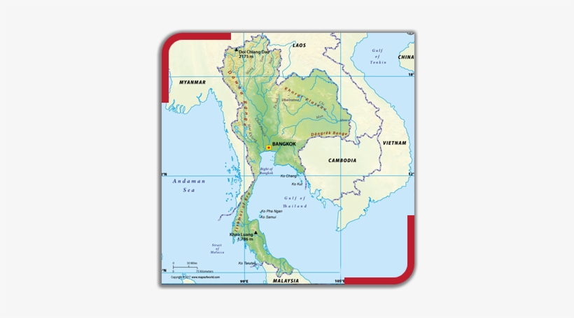 Thailand, Officially The Kingdom Of Thailand And Formerly - Mountain Of Thailand In Maps, transparent png download