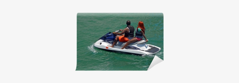 Afro-american Couple Riding On A Jet Ski Wall Mural - Ski, transparent png download