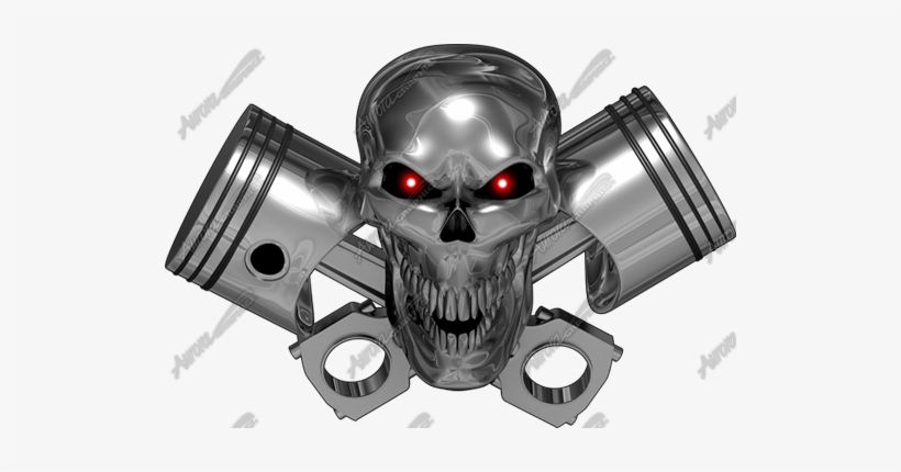 Chrome Gearhead Skull - Sticker, transparent png download