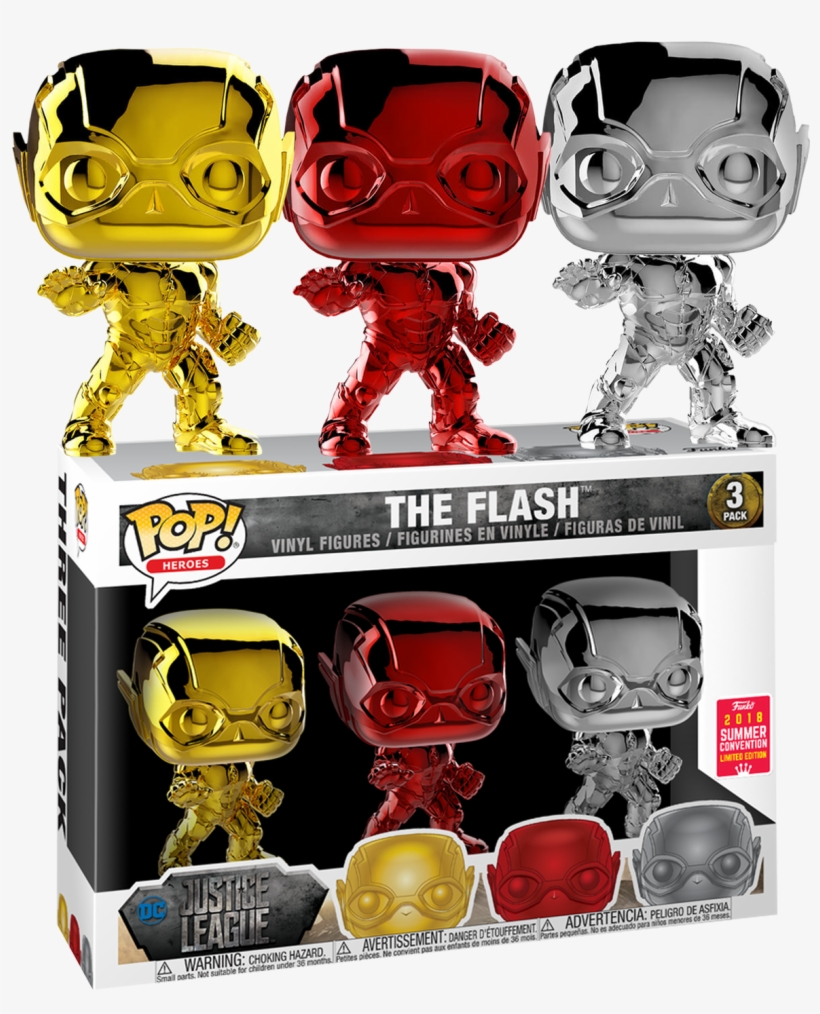 The Flash (chrome) (3-pack) [summer Convention] - Flash 3 Pack Funko, transparent png download