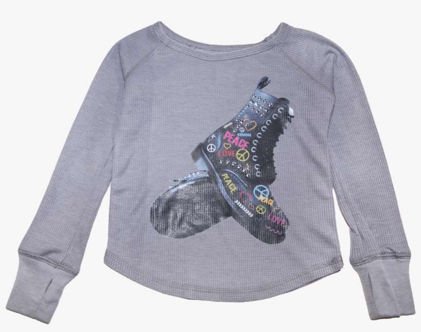 Graffiti Combat Boots Thermal Long Sleeve Top - Boot, transparent png download