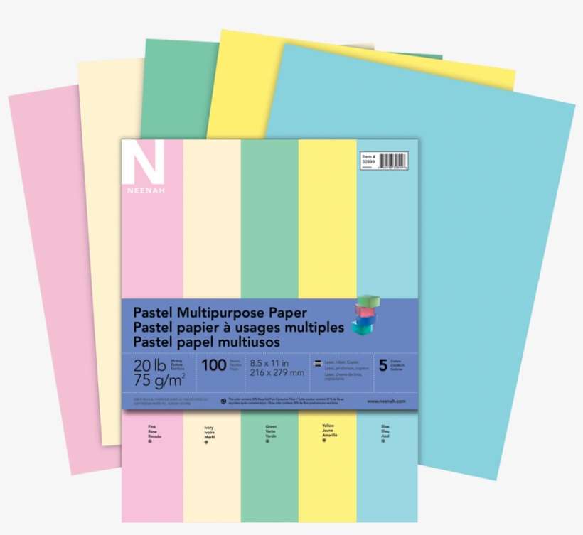 Product Image - Neenah Pastel Multipurpose Assorted Colour Paper, transparent png download