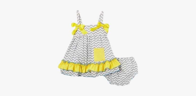 Grey Chevron & Yellow Ruffles Swing Top & Diaper Cover - Yellow, transparent png download