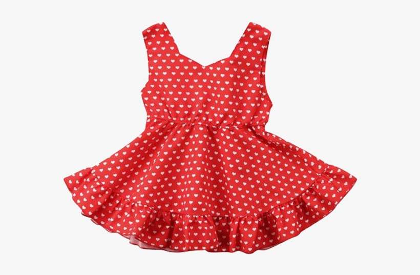 Red Ruffles Heart Dress - Party Dress, transparent png download