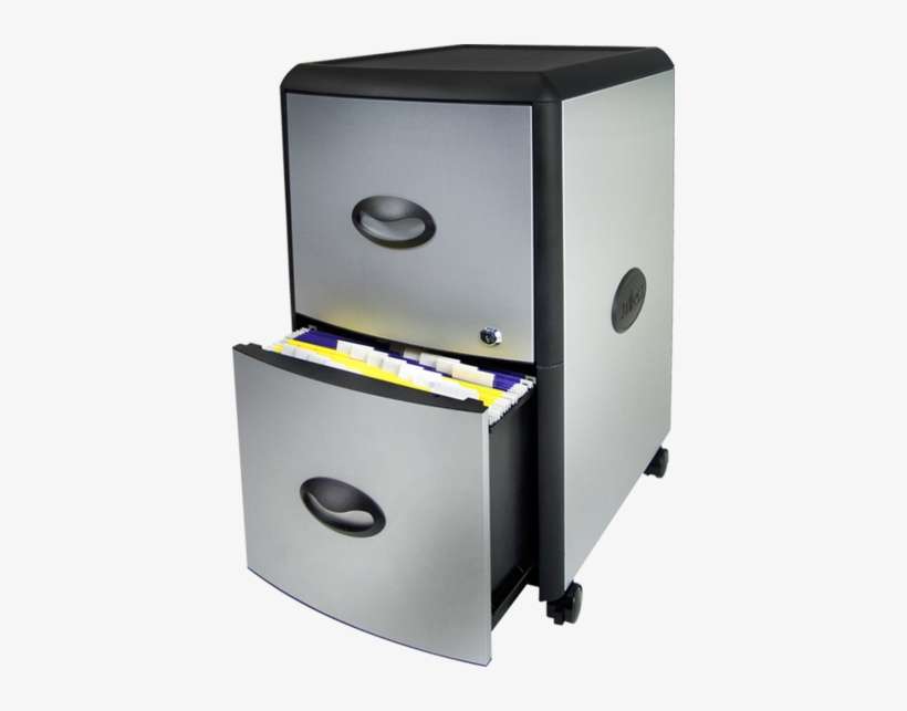 Storex 2drawer Mobile Filing Silver/black PNG Image