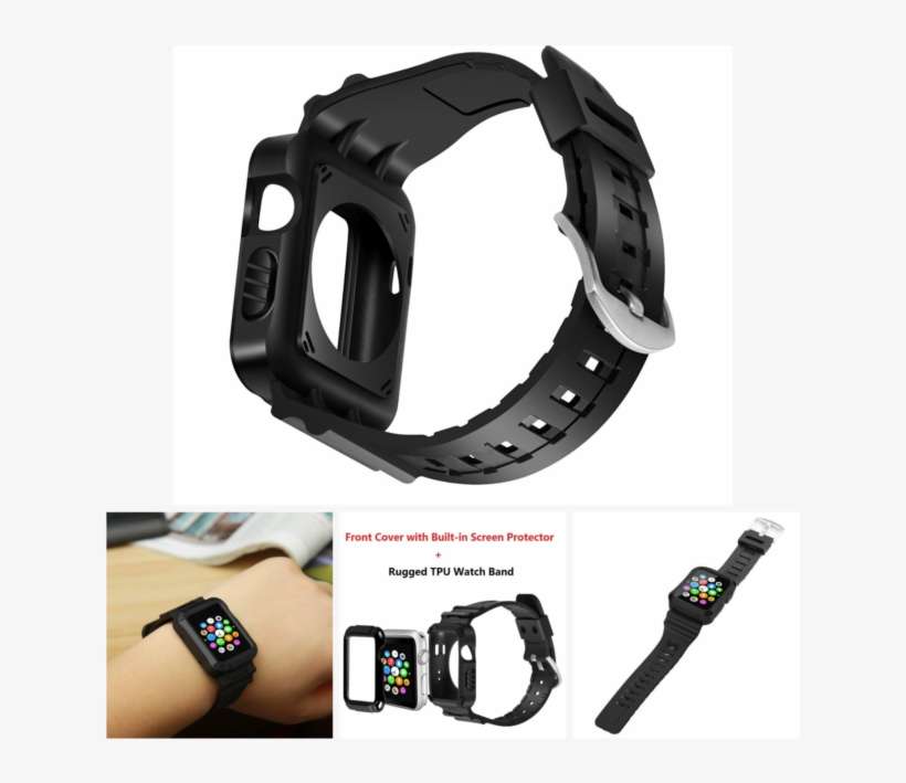 Watch Band Case Band Strap For Iwatch Apple 3 2 1 W/ - Apple Watch Case,iitee Full Armor Case Watch Series, transparent png download