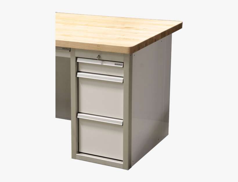 Aluminum File Desk With Butcher Block Filing PNG