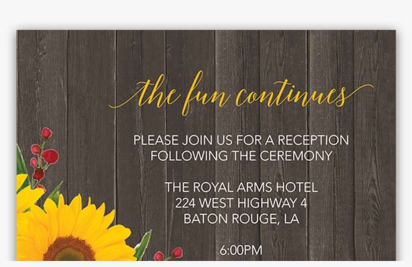 Wedding Invitation Rustic Sunflower Country Barn Wood - Wedding Invitation, transparent png download