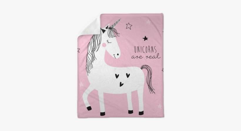 Magic Cute Unicorn Vector Illustration Plush Blanket - Cute Unicorns, transparent png download