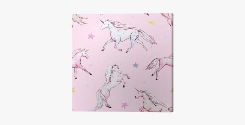 Watercolor Unicorn Vector Pattern Canvas Print • Pixers® - Watercolor Painting, transparent png download