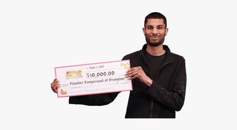 Man Holding 10,000 Dollar Cheque From Wheel Of Fortune - Man, transparent png download