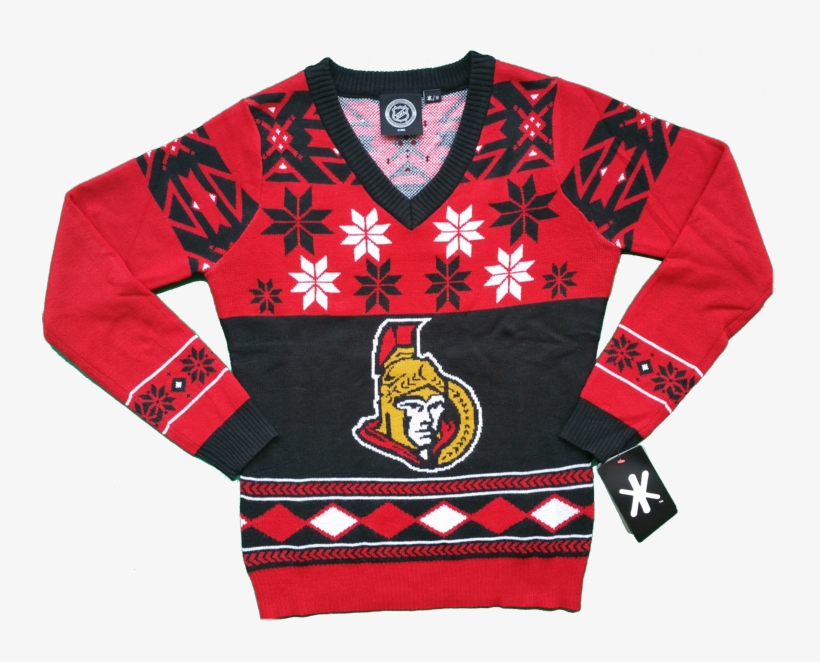 Ottawa Senators Womens Big Logo Ugly Christmas Sweater - Ottawa Senators Womens Big Logo V-neck Sweater Medium, transparent png download