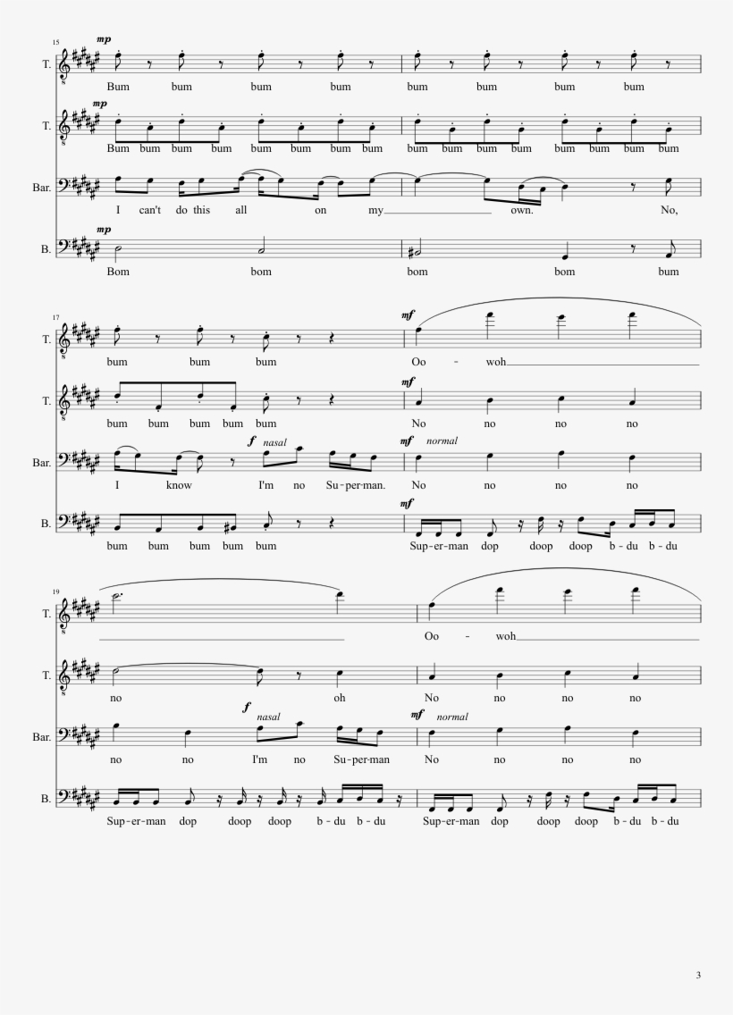 Superman Sheet Music Composed By Lazlo Bane, Arr - Superman Lazlo Bane Sheet Music, transparent png download