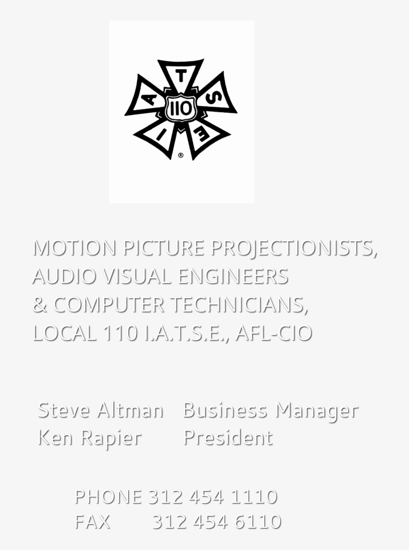Motion Picture Projectionists, Audio Visual Engineers - International Alliance Of Theatrical Stage Employees, transparent png download