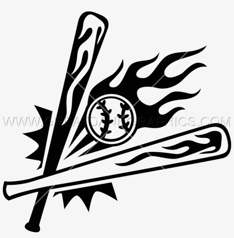 Flaming Baseball Bats & Ball - Baseball, transparent png download