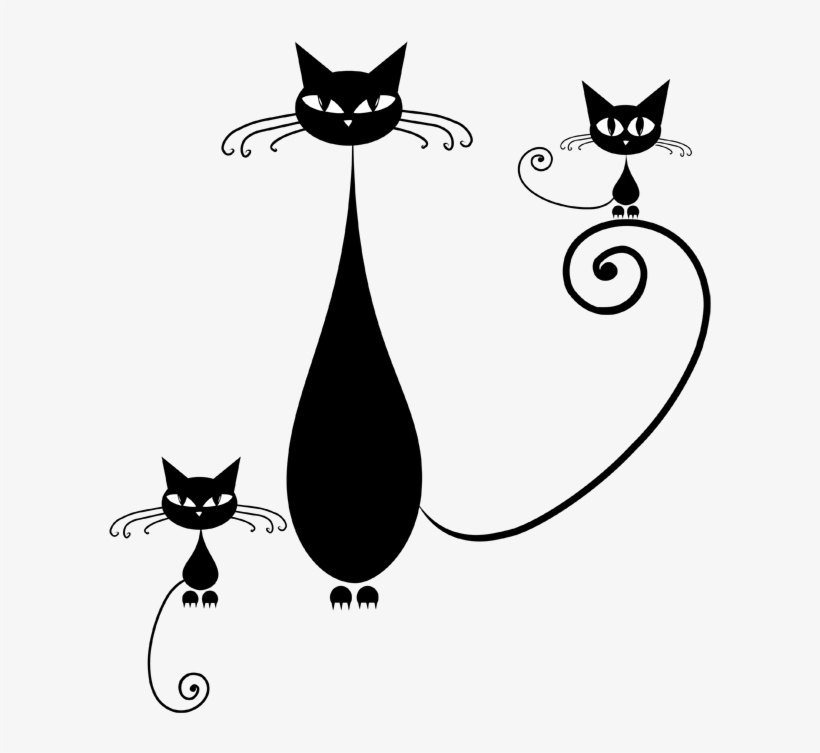 Трафареты Для Рисования На Стенах - Black Cat Silhouette, transparent png download