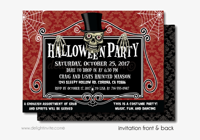 Spooky Skeleton Halloween Party Invitations - Spooky Halloween Party Invites, transparent png download