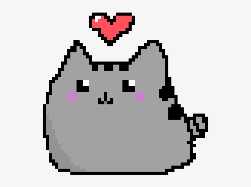 Pusheen Cat With Heart Pixel Art - Pusheen Pixel Art Heart, transparent png download