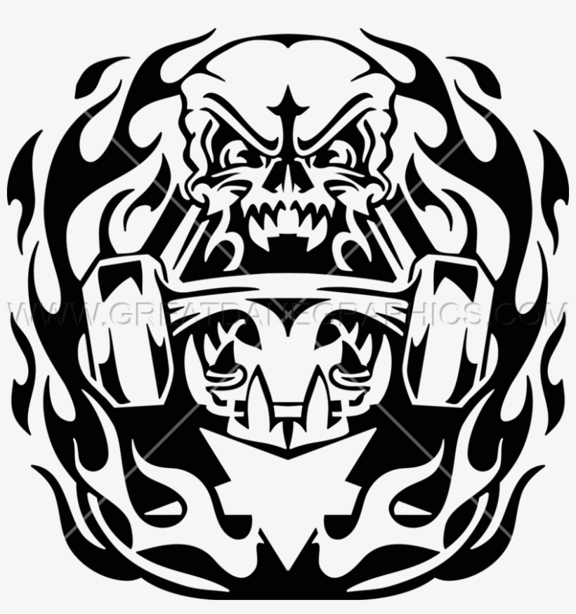 Skull & Skateboard Flames - Drawing, transparent png download