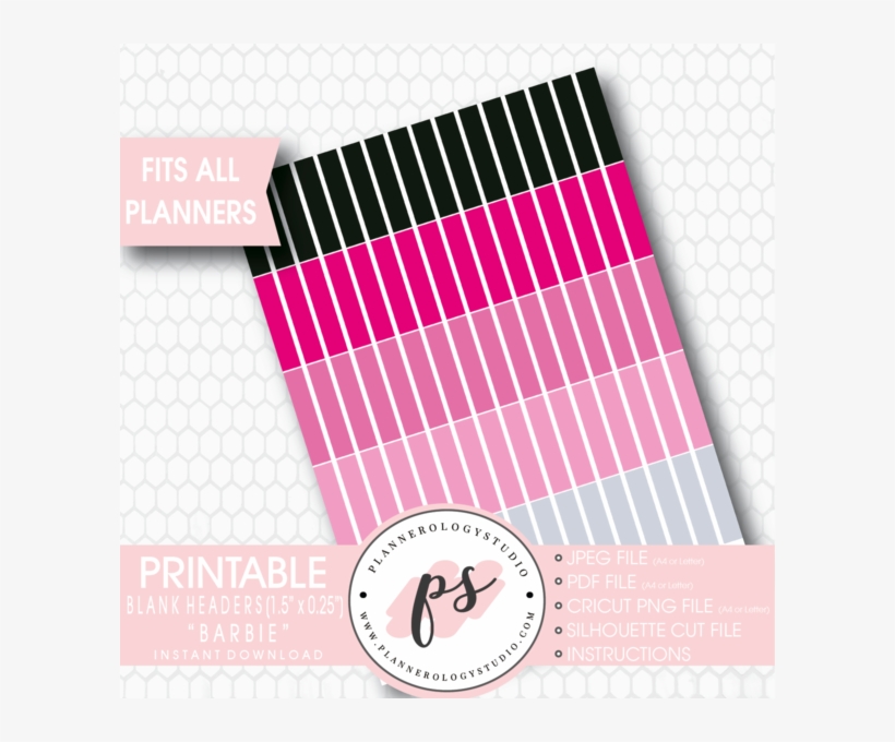 barbie blank header printable planner stickers plannerologystudio parallel png image transparent png free download on seekpng