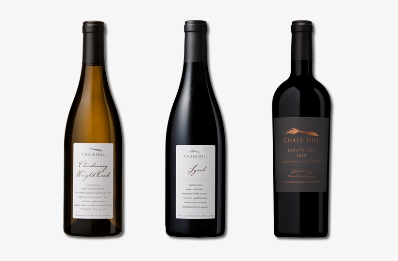 3 Bottles Of Chalk Hill Red And White Wine - Wine Bottle, transparent png download